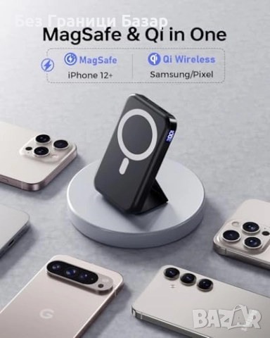 Ново Безжично бързо зарядно 10000mAh с LED дисплей и стойка Power Bank, снимка 7 - Външни батерии - 52123710