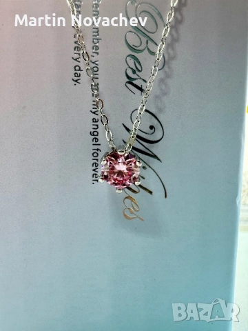 Сребърно колие с мойсанит (Диамант) 1 карат, снимка 8 - Колиета, медальони, синджири - 52944028