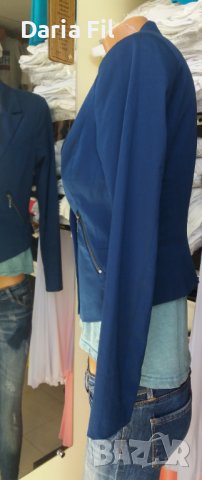Синьо сако с ципове , снимка 3 - Сака - 38166499