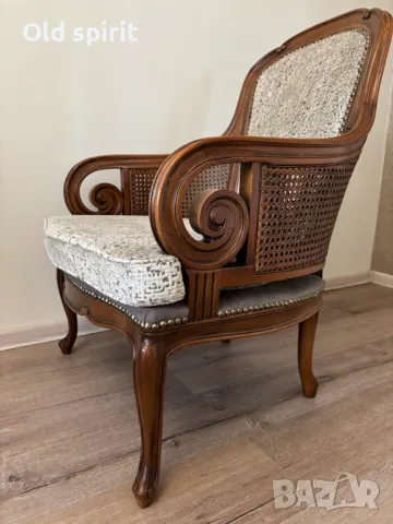 Антикварно кресло с ратан и извити подлакътници, снимка 14 - Антикварни и старинни предмети - 49784474
