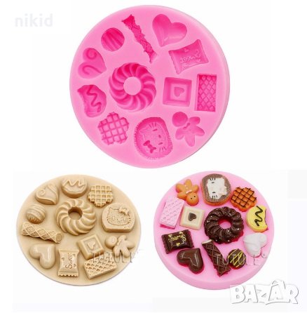 микс десерти лакомства бонбони бисквитка кити силиконов молд форма украса торта фондан смола  , снимка 2 - Форми - 28207639