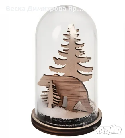 Коледна магия под стъклен купол - LED декорация, снимка 4 - Други - 47767156