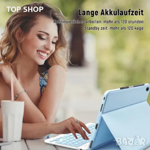 Кожен Калъф+Bluetooth магнитна клавиатура за Lenovo Tab M10 Plus 3rd Gen 10.6'' 2022/държач за молив, снимка 5 - Таблети - 49308497