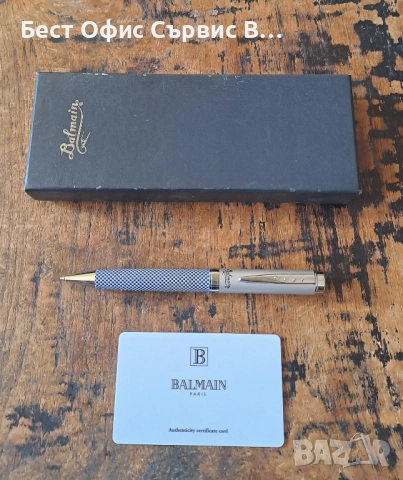 химикалка Balmain Paris Балмейн Париж сребърна с текстил тяло