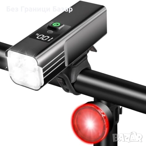 Нов LED комплект фар и стоп за колело – 5 режима, дигитален дисплей, снимка 1