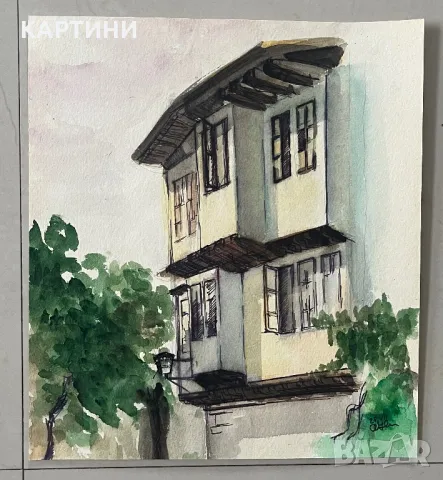 Стари майсторски рисунки на Къщи - подписани( картина, картини, рисунка), снимка 2 - Картини - 49257301