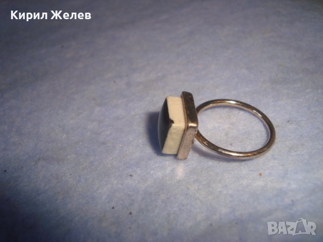 СТАР СРЕБРИСТ РЕТРО ХЕНД МЕЙД АРТ ПРЪСТЕН МЕТАЛ и КЕРАМИКА 27634, снимка 5 - Пръстени - 37419065