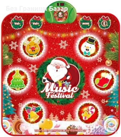 Нова детска Светеща танцова постелка с Bluetooth и музикална игра 90×80 см