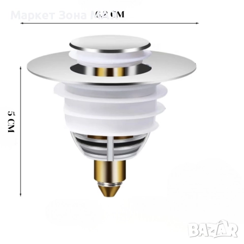 Универсална Тапа за мивка с филтър против запушване – Неръждаема стомана и месинг, лесно почистване, снимка 2 - Други стоки за дома - 52865307