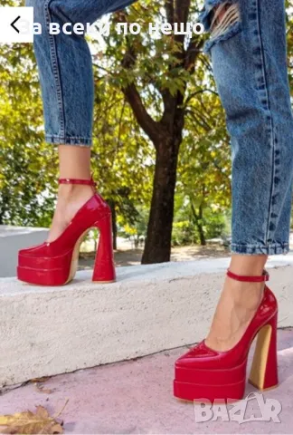 Дамски Червени Обувки На Ток - Лак Код D2382
