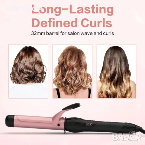 DAN Technology Професионална маша за коса с ръкавица, керамична (розово злато, 32 mm), снимка 6 - Маши за коса - 49522742