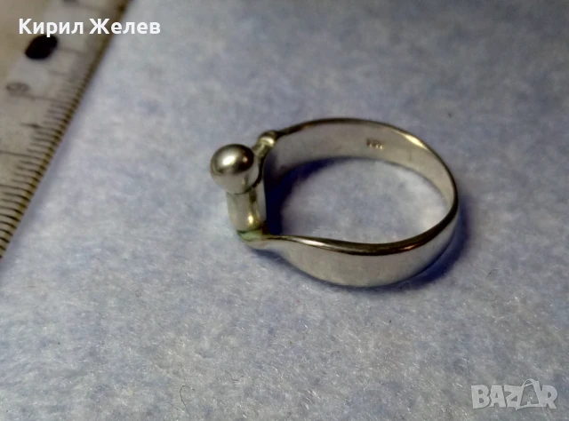 ИНТЕРЕСЕН ФИГУРАЛЕН СРЕБЪРЕН ПРЪСТЕН КОЛАН СРЕБРО 925 с БЯЛА ПОЗЛАТА и ЧАСТИЧНО АРТ ПАТИНИРАНЕ 48654, снимка 11 - Пръстени - 50542237