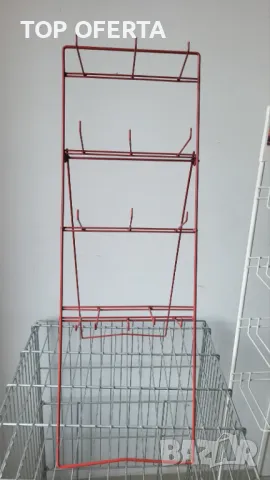 Метален стелаж с 14 куки за закачане, червен цвят!!! 80 х 26 см