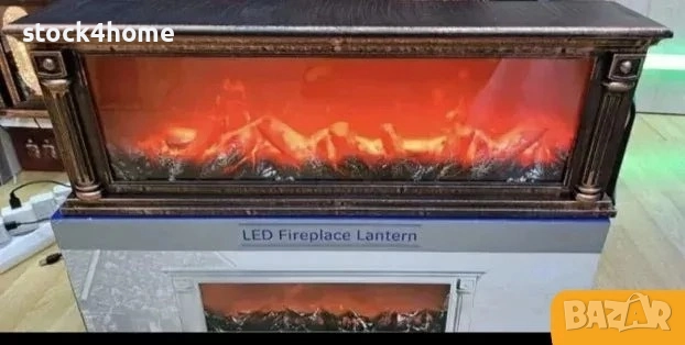 Декоративна камина с LED осветление, истински пламък, 63x22x12 см