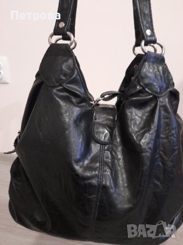 Черна чанта от естествена кожа, снимка 2 - Чанти - 43060155