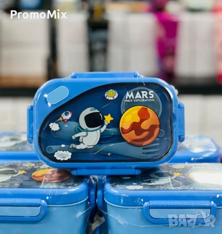 Детска кутия за храна Космическо приключение Комплект кутия за храна с прибори Кутия за училище 