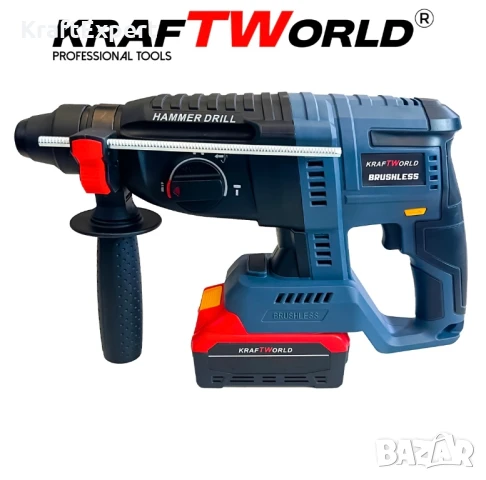 Комплект Акумулаторни Безчеткови Машини 4в1 от Kraftworld Ъглошлайф,Гайковерт,Винтоверт и Перфоратор, снимка 5 - Куфари с инструменти - 50488093