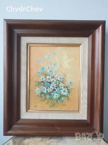 39x34см/2бр картини масло върху платно/натюрморт-цветя/картина в дървена рамка, снимка 2 - Картини - 48427931