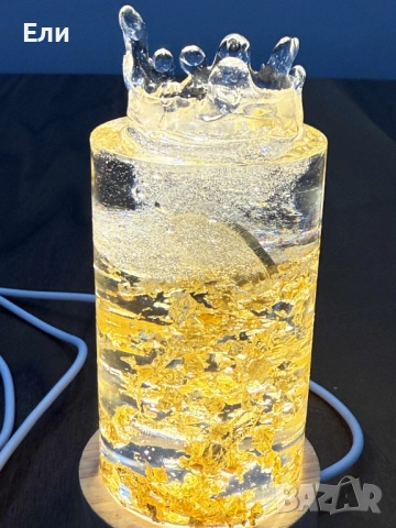 Авангардна декоративна лампа с монета от 1 лев във водата, снимка 4 - Декорация за дома - 52595104