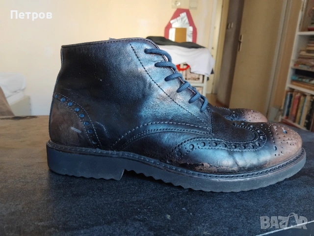 Мъжки кожени боти тип "броги" (brogue boots) 42, снимка 3 - Мъжки боти - 53160766