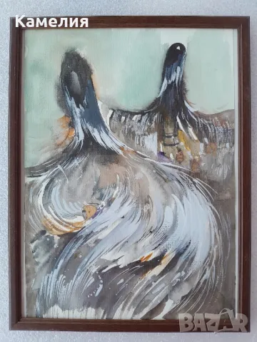 Картина "Кукери" акварел , снимка 1