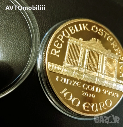 Голяма позлатена монета Виенска филхармония , снимка 4 - Нумизматика и бонистика - 53415376