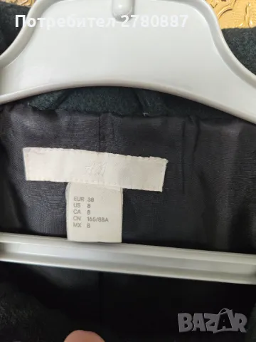 H&M Дамско палто с двуредно закопчаване тъмно зелено р-р 38 М, снимка 4 - Палта, манта - 49166482