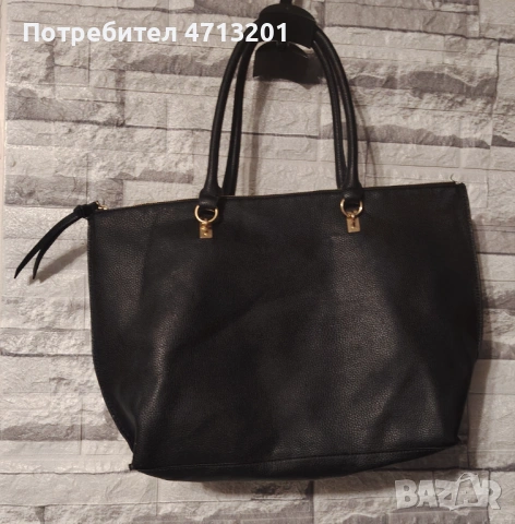 Черна кожена чанта H&M