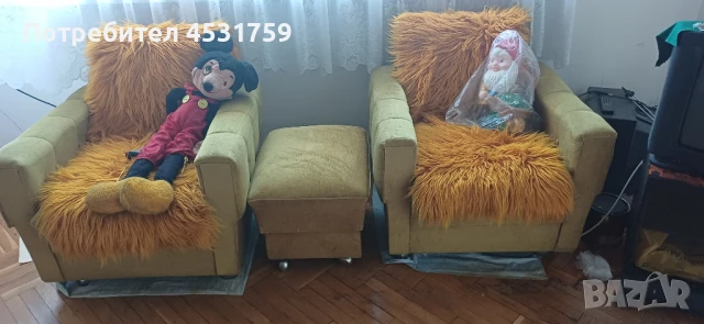 2  фотьойла и табуретки, снимка 3 - Дивани и мека мебел - 51207878