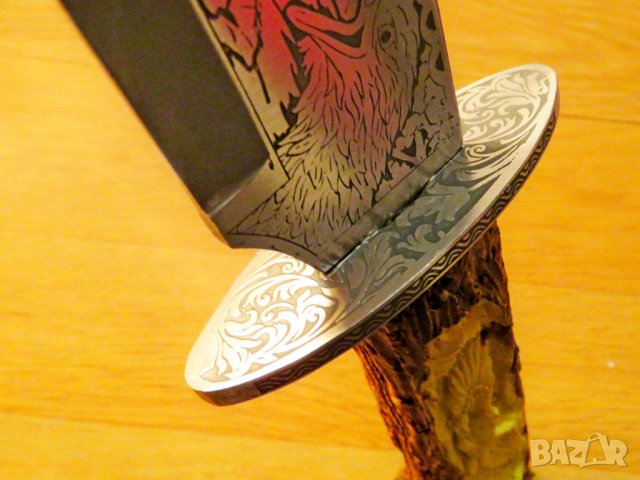 【Нож】Стар Огромен Американски нож  с гравюри по острието  Американски орел, снимка 6 - Антикварни и старинни предмети - 38465132