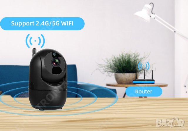 Камера за видеонаблюдение, wifi камера IP, охранителна камера, Бебефон, въртяща с микрофон, V380 pro, снимка 12 - IP камери - 38221216