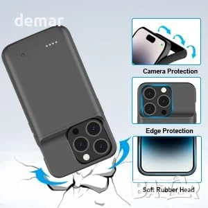 YISHDA калъф с батерия за iPhone 15 (6.1 инча), 7000mAh тънък, снимка 4 - Калъфи, кейсове - 50859437