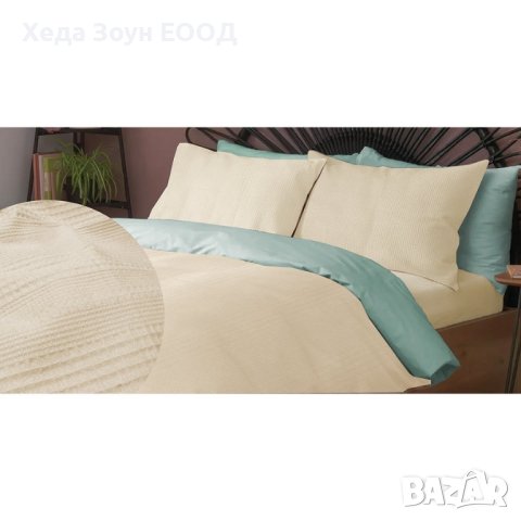 Двулицев Спален комплект 4 Сезона екрю- розе/сив/бежов/мента – 3 части, снимка 7 - Спално бельо - 43365997