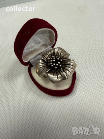 Сребърен пръстен с флорален мотив - Магнолия. №7795