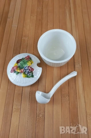 Италиански керамични бурканчета за сладко с лъжички, снимка 5 - Други - 51230172