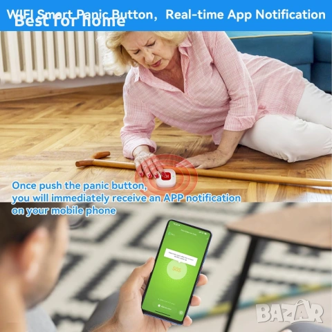 Комплект от 2 WiFi бутона за повикване на болногледач, снимка 2 - Друга електроника - 53451850