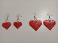 Червени обеци, сърце, снимка 1