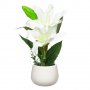 Изкуствен декоративен лилиум в саксия, 28 см, бял, снимка 1 - Изкуствени цветя - 35588074