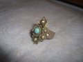 СТАРИНЕН ФЛОРАЛЕН ТЮРКОАЗЕН РЕТРО АР НУВО МЕЛХИОРЕН ПРЪСТЕН МАЙСТОРСКА ИЗРАБОТКА 24475, снимка 14