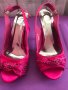 елегантни обувки на висок ток  цвят нежна циклама и черен, снимка 2