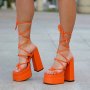 Сандали на ток - оранжева кожа - FM25, снимка 2