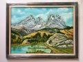 Планински пейзаж "Планинско езеро". Картина за подарък. Картина с маслени бои., снимка 1 - Картини - 43335057