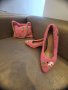Сладък комплект (наситено розово ,еко плат) , снимка 1 - Дамски обувки на ток - 44126910