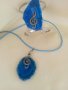 Ръчно декориран сет /комплект /гривна и колие със син ахат! Подарък за жена! , снимка 4