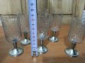 Руски кристални чаши с метално столче, снимка 2