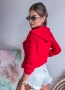 Дамски червен памучен суичър с цип , снимка 5
