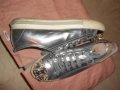 Miu Miu Silver Crystal Swarovski Leather Sneakers, снимка 9