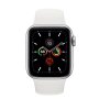 Apple Watch Series 5 GPS, 44mm Silver Aluminium Case with White Sport Band, снимка 1 - Смарт часовници - 43482816