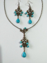 Разкошен комплект бижута с красиви Тюркоази и прекрасни орнаменти в цвят бронз , снимка 3