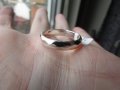 Сребърен  пръстен халка ромбовидна геометрия 2см.